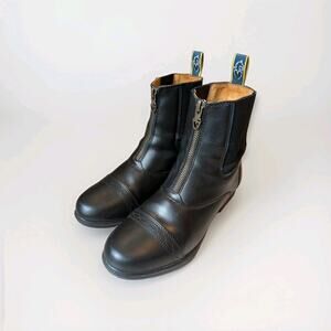 Moretta Clio Paddock Boots Women's 8 Black Leather Front Zip Equestrian Riding